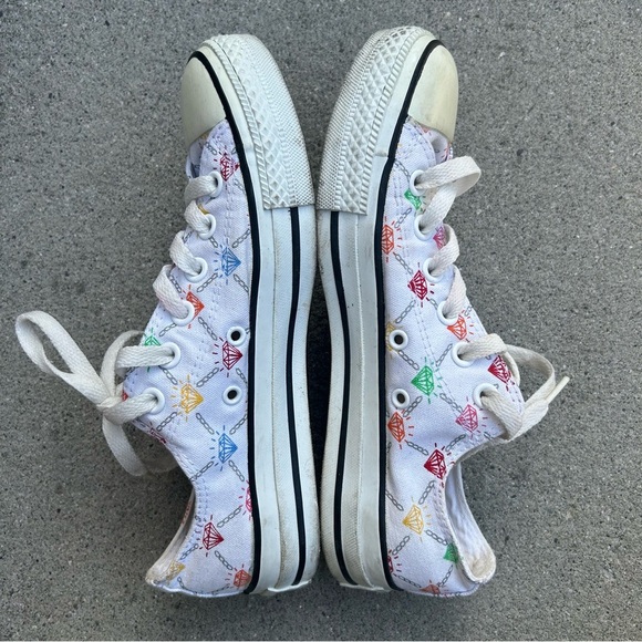 Converse All-Star Low Top White Rainbow Diamond Chain Jewel Print‎ - Picture 3 of 8